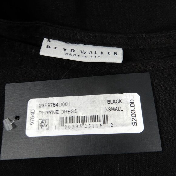 BRYN WALKER Phryne Shift DRESS XS S Black Linen Ruffled Bell Sleeve NEW $203 - Picture 6 of 6